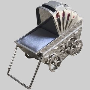 Godinger Baby Non-Tarnish Nickel Plated Buggy Carriage Keepsake Money Bank NIB
